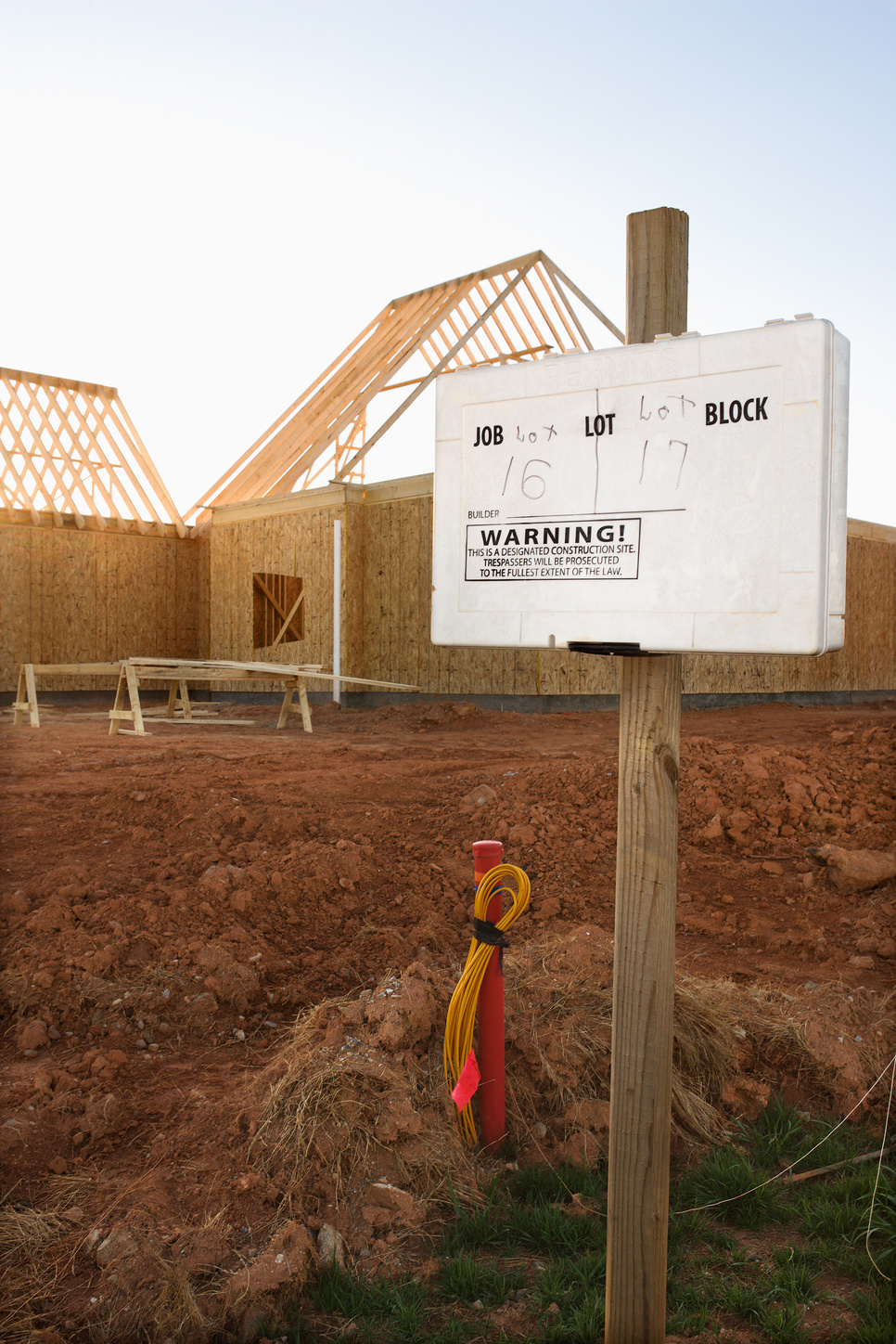 Building permit of house under construction